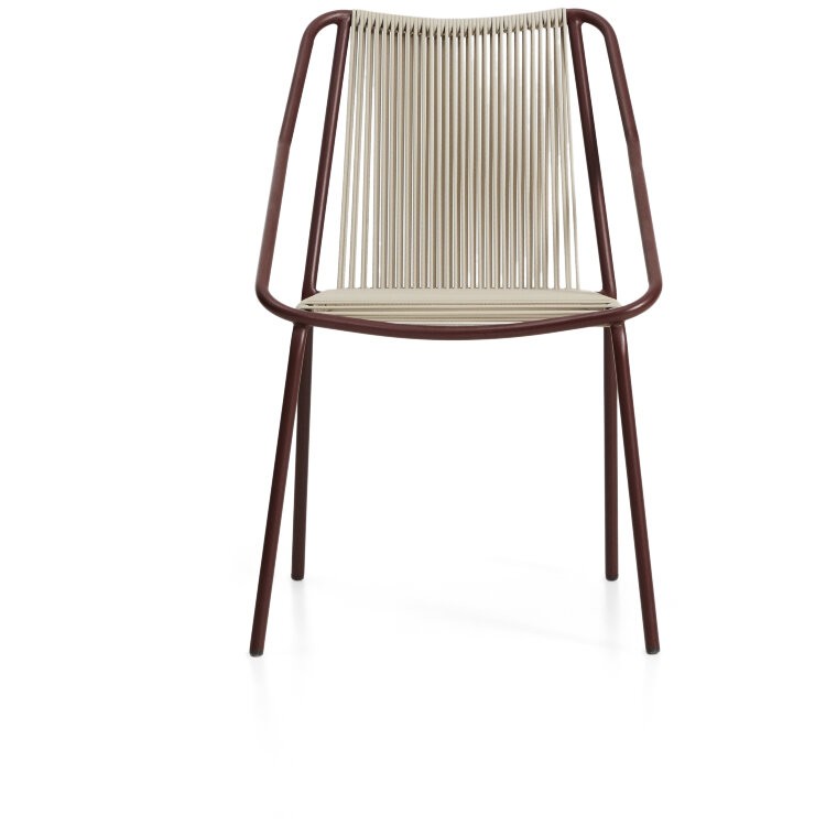 Уличный стул Zivia из веревки цвета экрю и стали бордового цвета