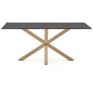 Argo Стол обеденный со стальными ножками Sonoma и столешницей из черного стекла 180x100