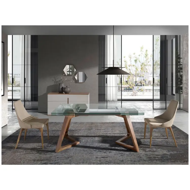 Раздвижной прямоугольный стол 1115/MC1772DT из закаленного стекла