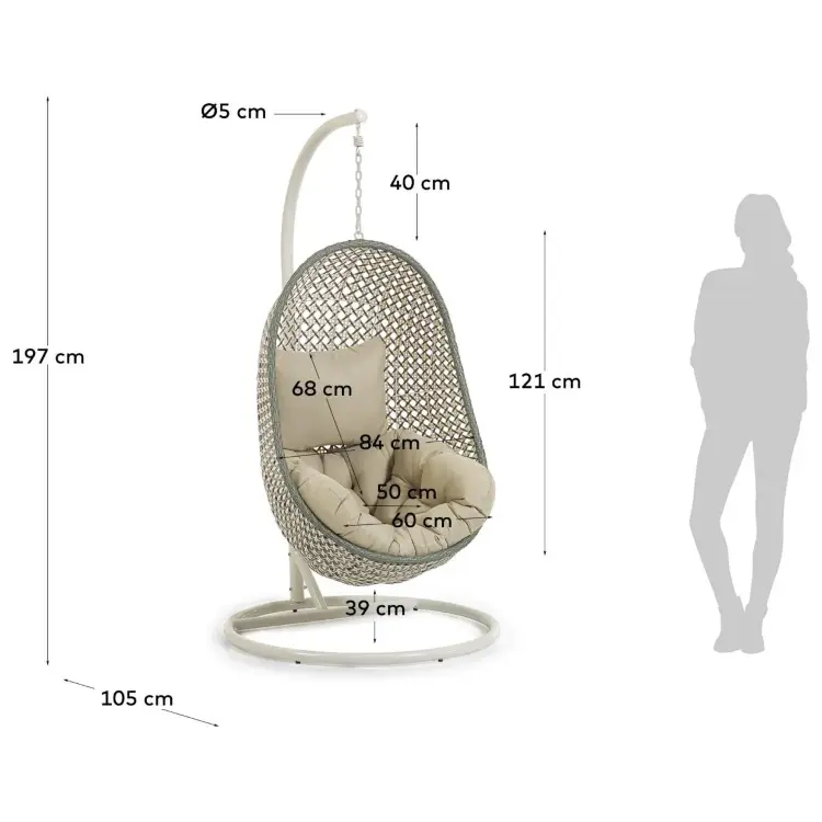 Подвесное кресло Cira разноцветное с подставкой