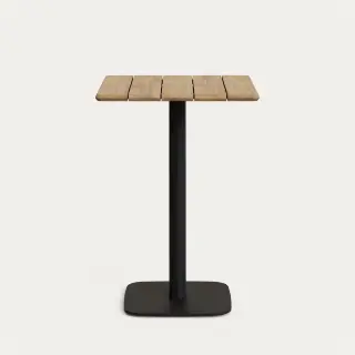 Высокий барный стол Saura черный со столешницей из акации