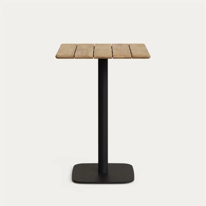 Высокий барный стол Saura черный со столешницей из акации