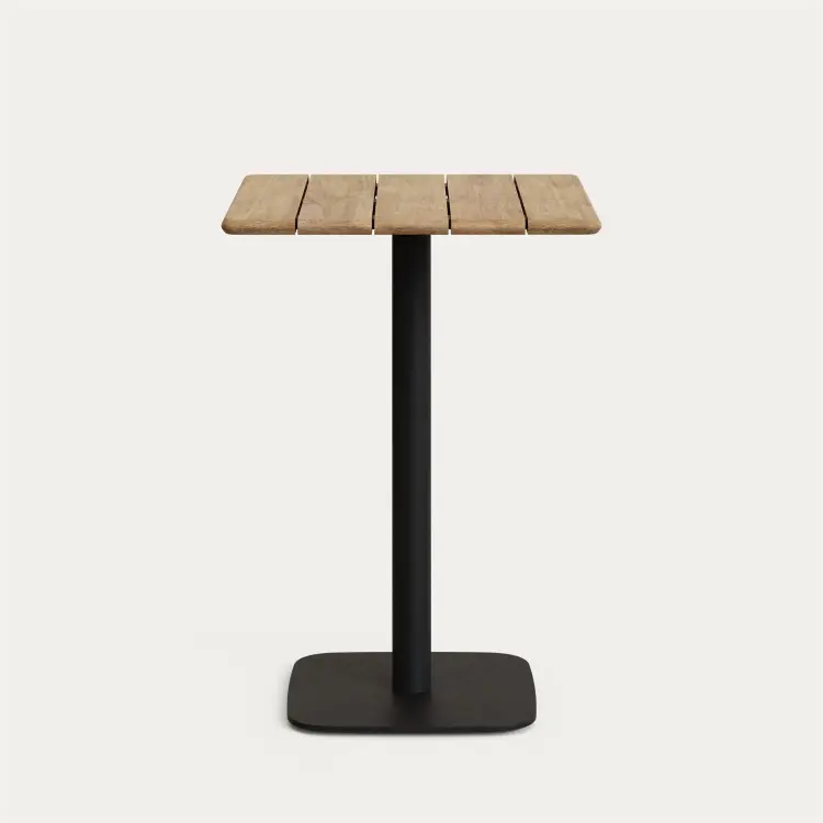 Высокий барный стол Saura черный со столешницей из акации