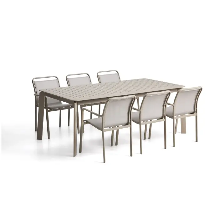 Комплект садовой мебели Brela стол и 6 стульев Luri из бежевого алюминия