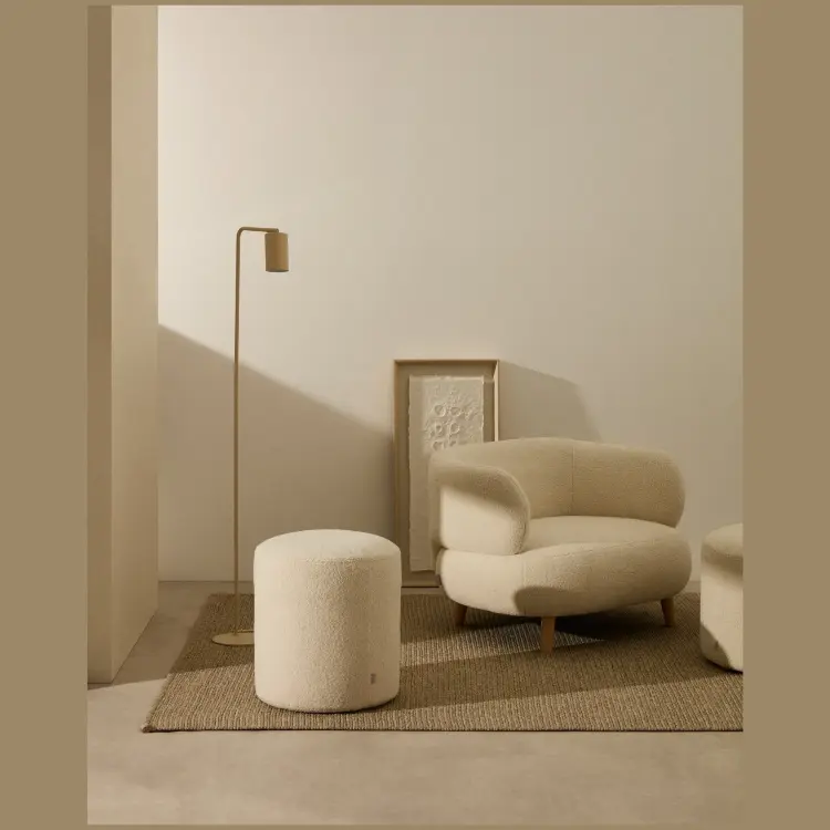 Kaeli Пуф для ног со съемным чехлом из ткани букле цвета экрю