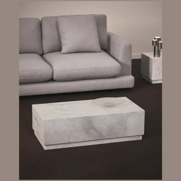 Журнальный столик Sorein из белого мрамора 100 x 50 см