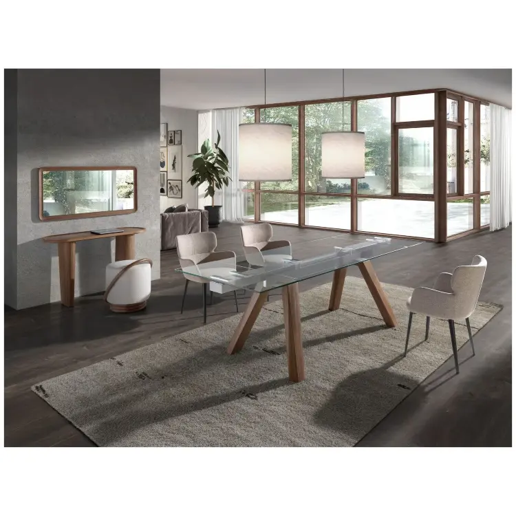 Раздвижной обеденный стол 1123/MC21034DT из закаленного стекла 160/200/240 х 90