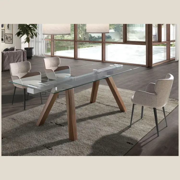 Раздвижной обеденный стол 1123/MC21034DT из закаленного стекла 160/200/240 х 90