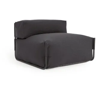 Пуф со спинкой Square темно-серого цвета для садового модульного дивана 101x101см