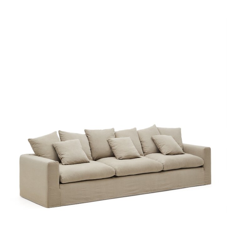 Nora Диван 4-х местный со съемным чехлом серо-коричневый из льна и хлопка