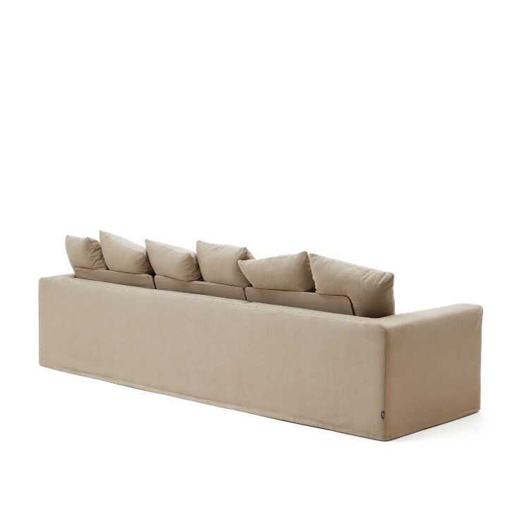 Nora Диван 4-х местный со съемным чехлом серо-коричневый из льна и хлопка