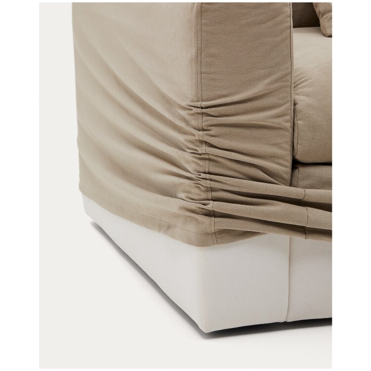 Nora Диван 4-х местный со съемным чехлом серо-коричневый из льна и хлопка