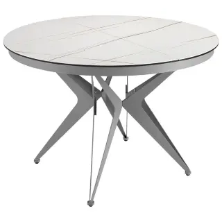Круглый раздвижной обеденный стол 1119/MC22018DT из мраморной керамики и стали