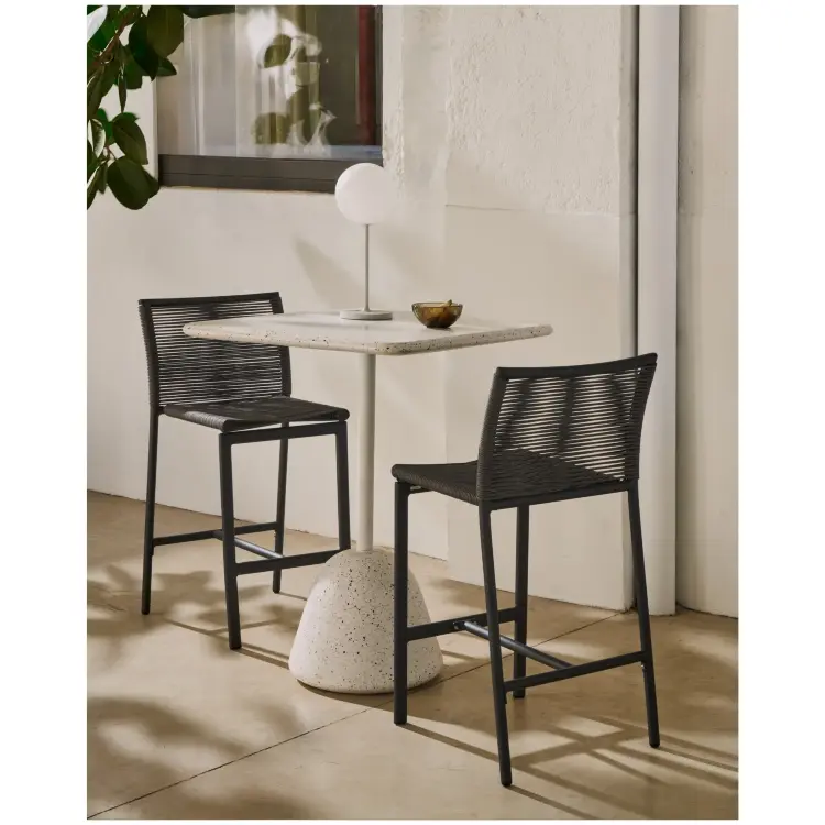 Садовый полубарный стул Culip из веревки и серого алюминия, 65 см