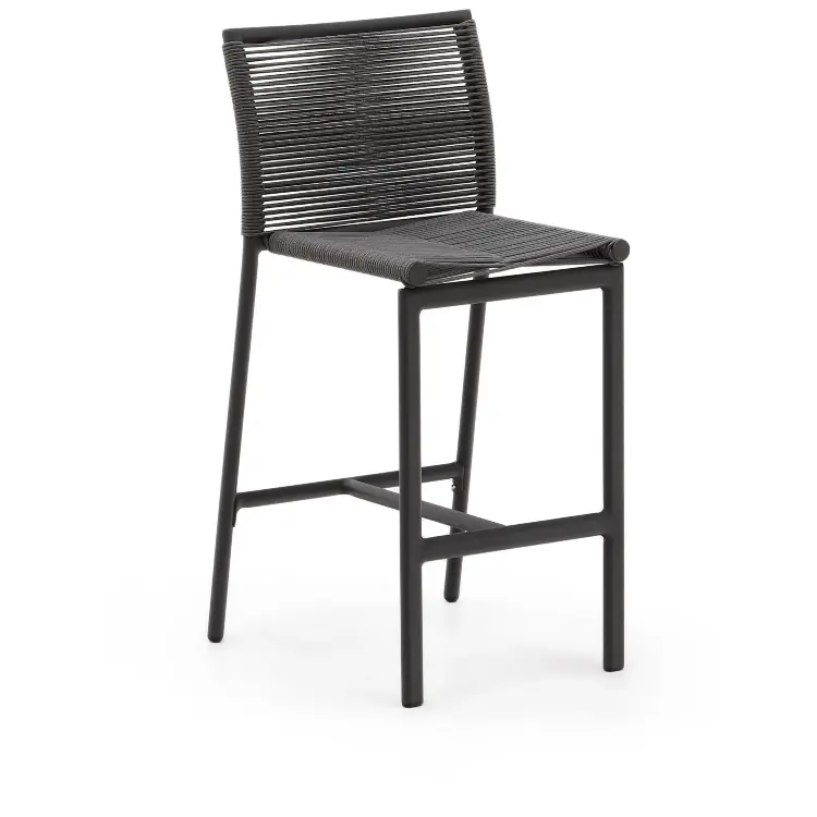 Садовый полубарный стул Culip из веревки и серого алюминия, 65 см