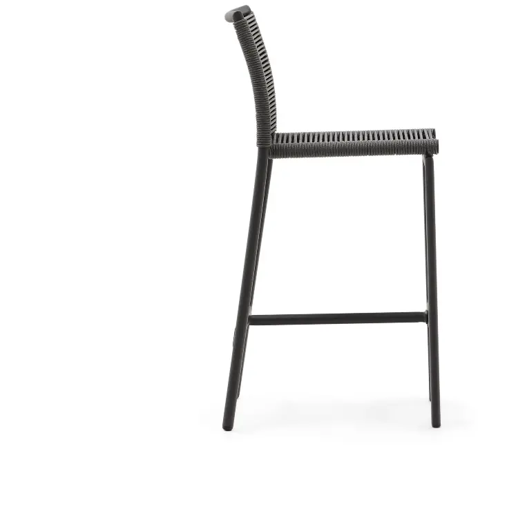 Садовый полубарный стул Culip из веревки и серого алюминия, 65 см