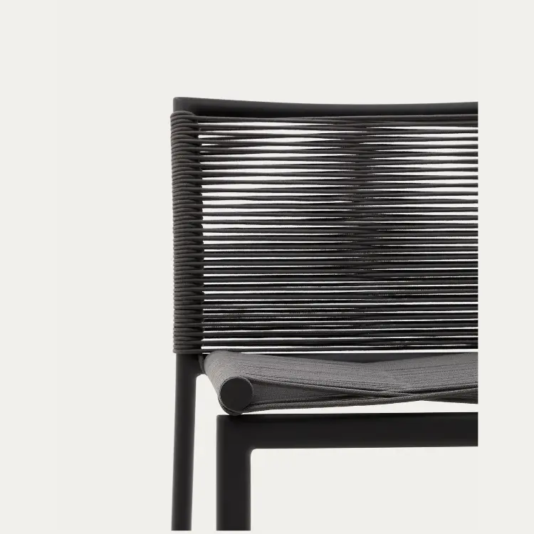 Садовый полубарный стул Culip из веревки и серого алюминия, 65 см