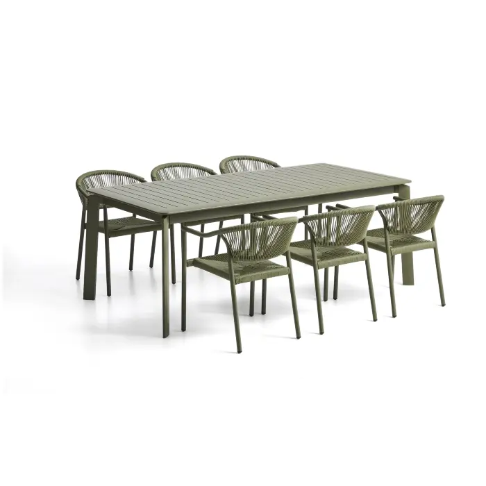 Комплект садовой мебели Brela стол и 6 стульев Livadia из зеленого алюминия