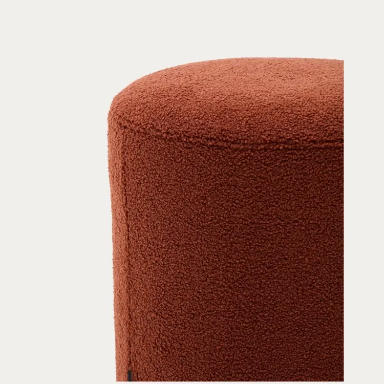 Kaeli Пуф для ног со съемным чехлом из терракотового букле Ø 43