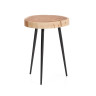 Приставной столик Tanive из акации с выбеленной отделкой и черными стальными ножками Ø35 см