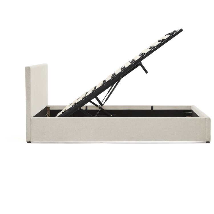 Кровать Nahiri бежевого цвета из шенилла с ящиком для хранения 150 x 200 см