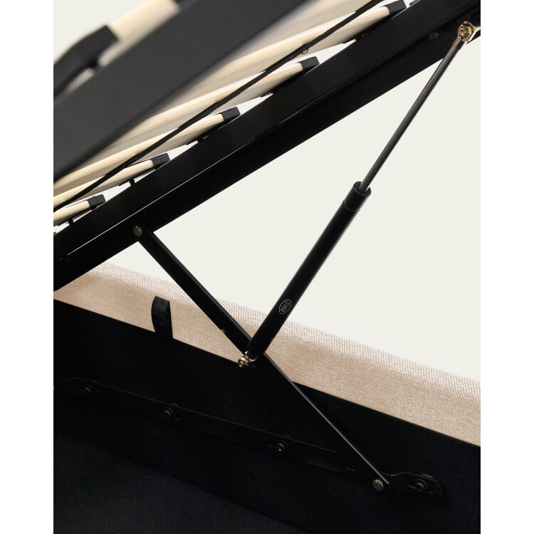 Кровать Nahiri бежевого цвета из шенилла с ящиком для хранения 150 x 200 см