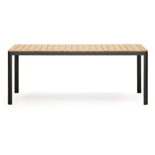 Bona Уличный стол из алюминия в черной отделке и тикового дерева 200 x 100 см