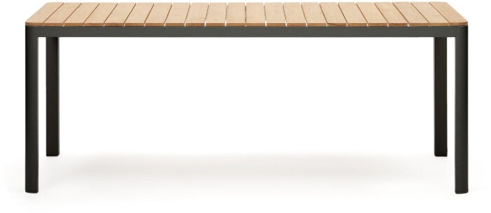 Bona Уличный стол из алюминия в черной отделке и тикового дерева 200 x 100 см