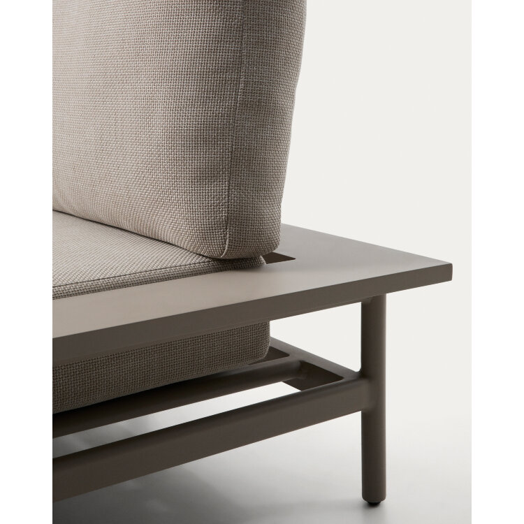 Уличный диван Vathi из бежевого алюминия с шезлонгом справа, 250 x 159 см