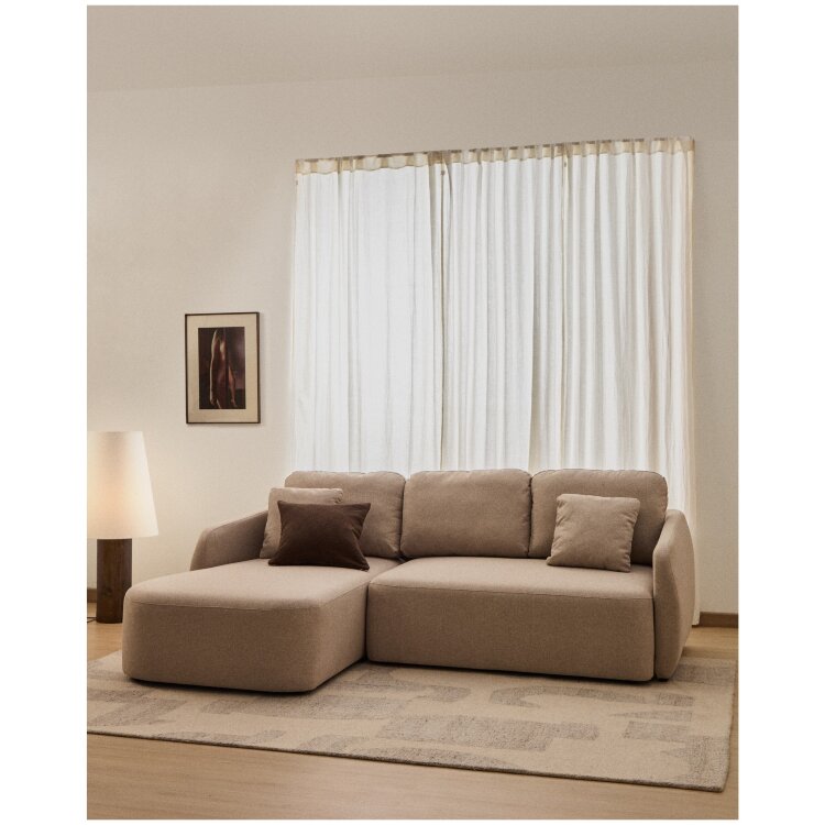 Трехместный диван-кровать Laira с левым шезлонгом из бежевого шенилла 246 см