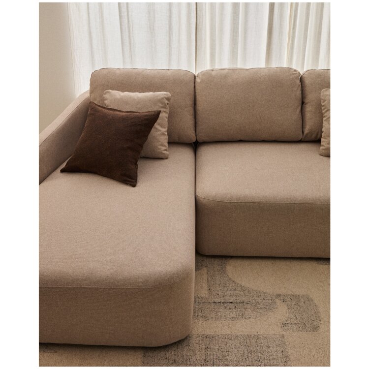 Трехместный диван-кровать Laira с левым шезлонгом из бежевого шенилла 246 см