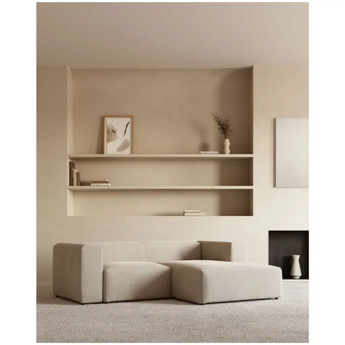 Диван 2-местный Blok с правым шезлонгом бежевый