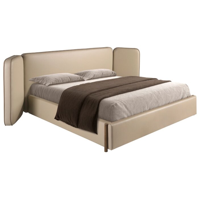 Кровать 7218 из экокожи цвета норки для матраса 180 х 200 см