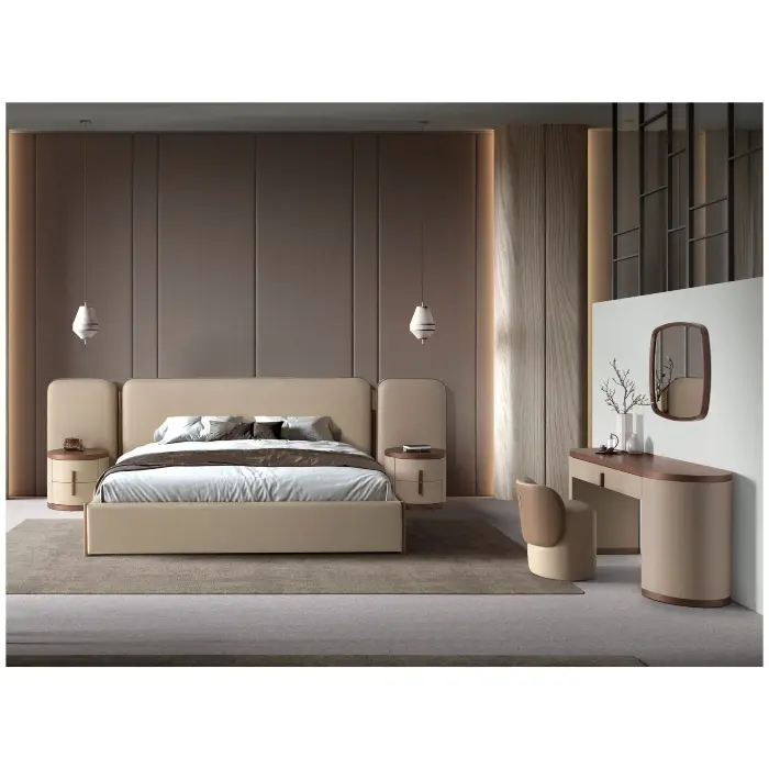 Кровать 7218 из экокожи цвета норки для матраса 180 х 200 см