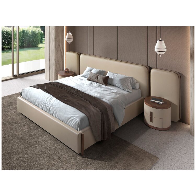 Кровать 7218 из экокожи цвета норки для матраса 180 х 200 см