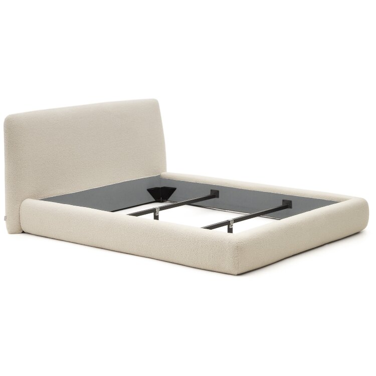 Кровать Martina со съемным бежевым чехлом из ткани букле под матрас 160 х 200 см