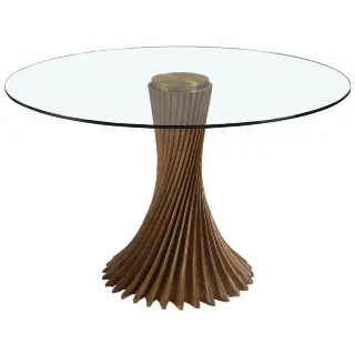 Круглый обеденный стол 1127/RT21042 из закаленного стекла и ореха