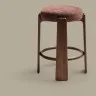 Granite Полубарный табурет из коричневого шенилла и массива ясеня в отделке орех 65 см