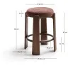 Granite Полубарный табурет из коричневого шенилла и массива ясеня в отделке орех 65 см