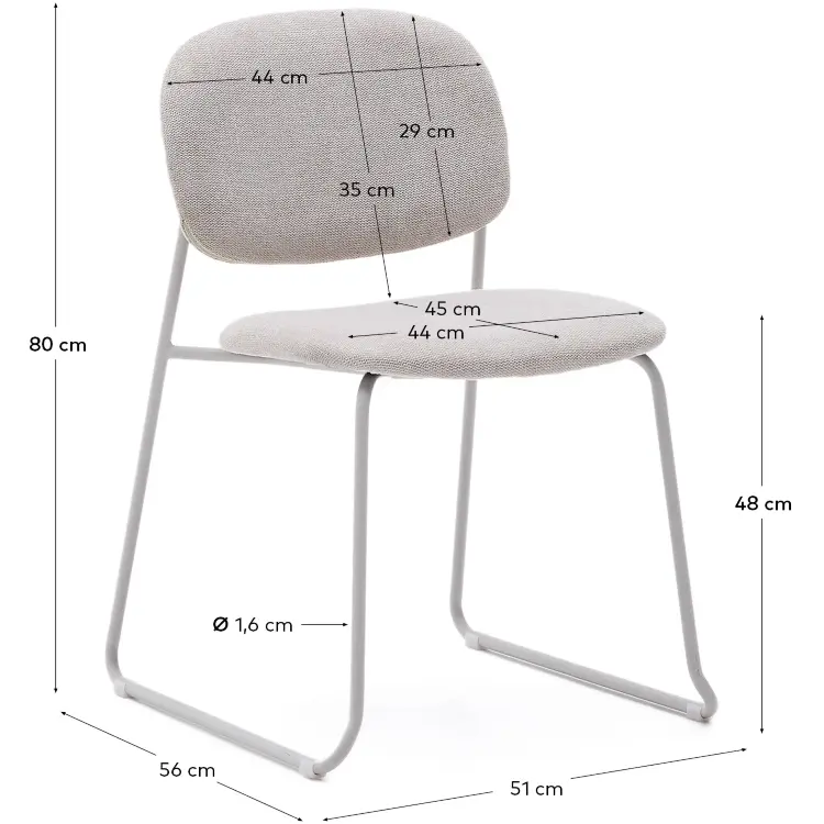 Стул Meli ткань бежевого цвета с бежевыми металлическими ножками