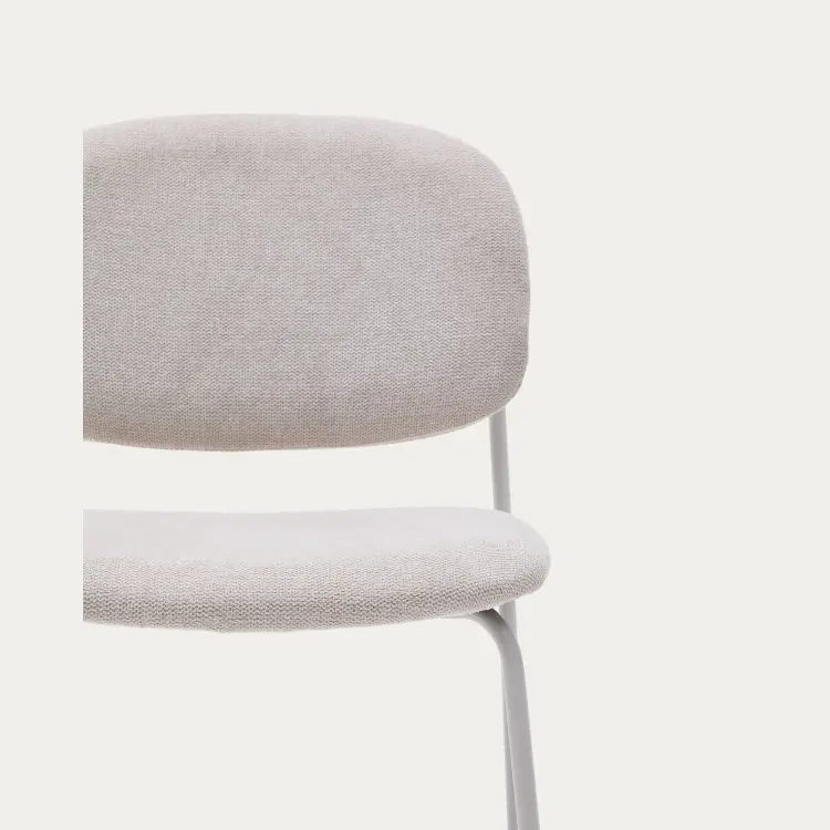 Стул Meli ткань бежевого цвета с бежевыми металлическими ножками