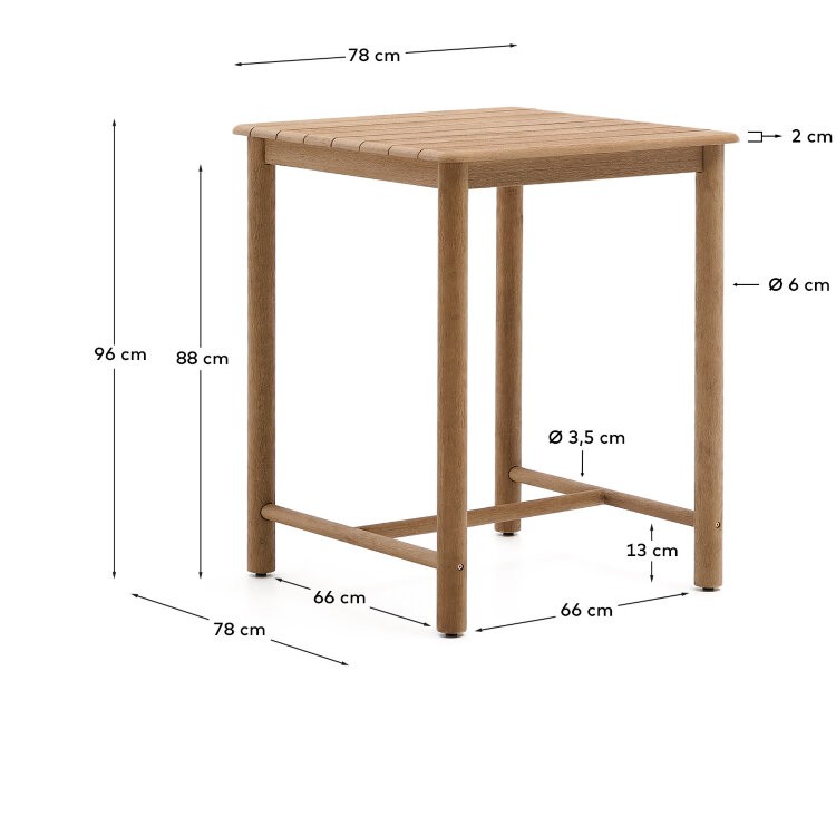 Sori Уличный стол из акации 78 x 78 см