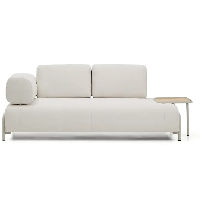 2-местный диван Compo цвета экрю с большим журнальным столиком и бежевым каркасом