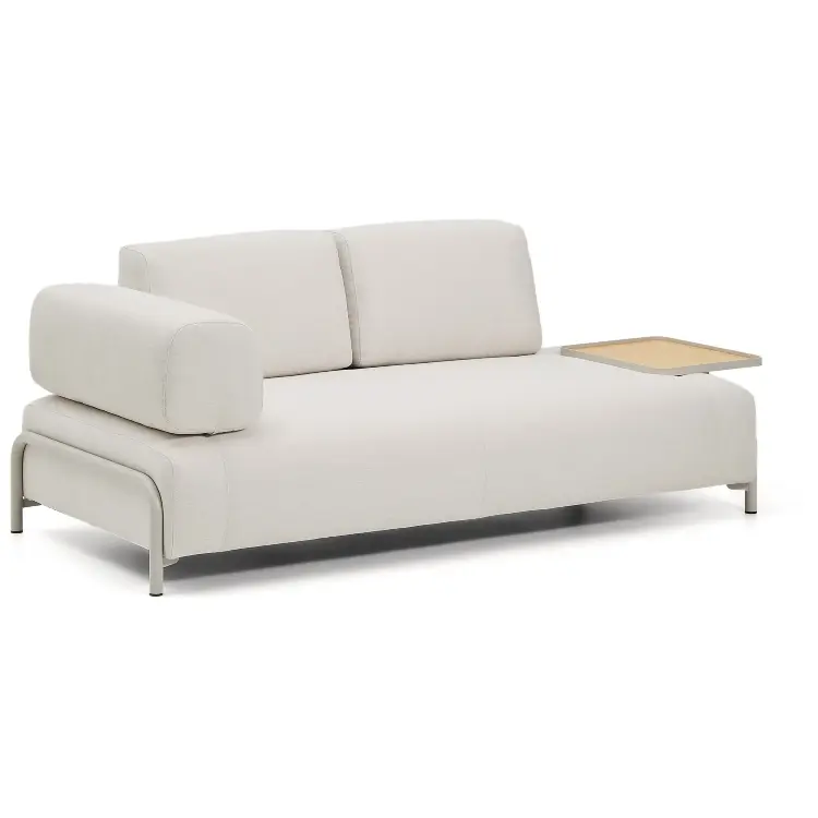 2-местный диван Compo цвета экрю с большим журнальным столиком и бежевым каркасом