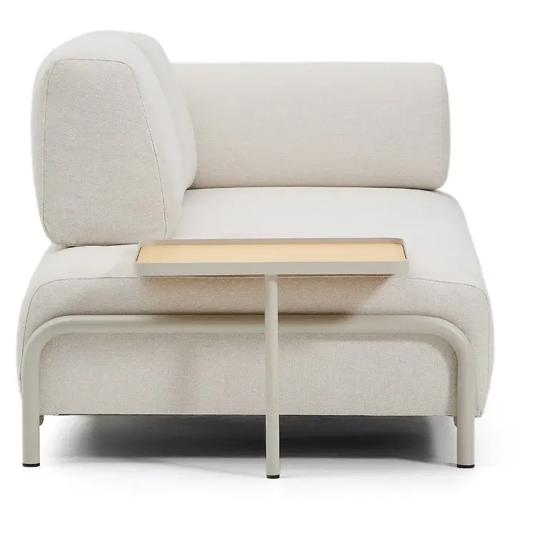 2-местный диван Compo цвета экрю с большим журнальным столиком и бежевым каркасом