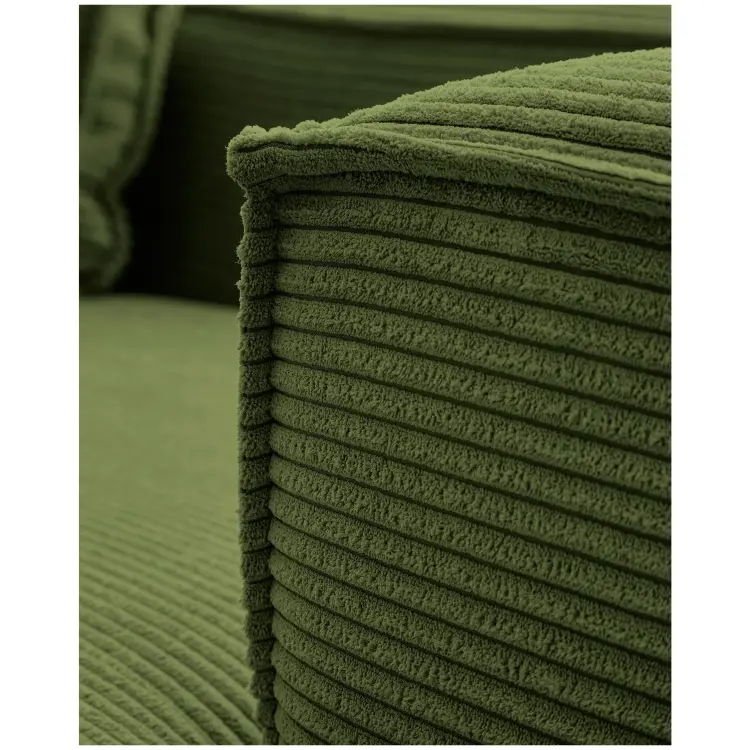 2-местный диван Blok с правым шезлонгом в зеленом толстом вельвете 240 см