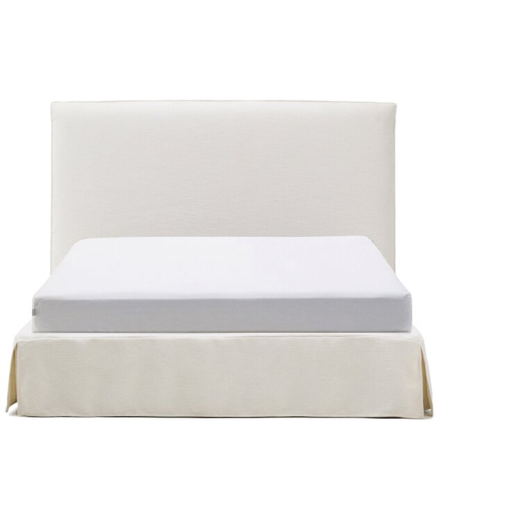 Кровать Jaira из белого шенилла со съемным чехлом для матраса 150x190 см