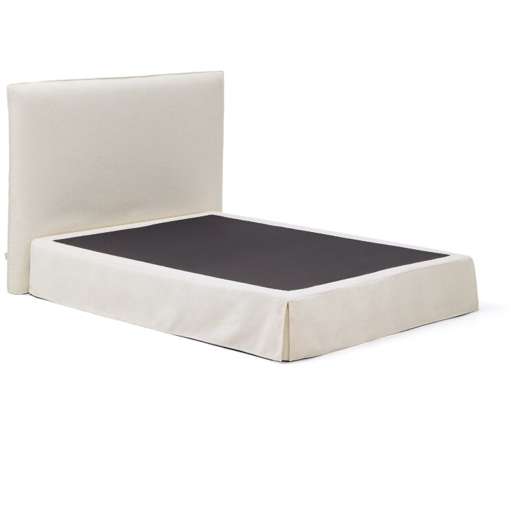 Кровать Jaira из белого шенилла со съемным чехлом для матраса 150x190 см