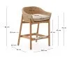 Полубарный стул Galea из тикового дерева и синтетического ротанга, 65 см