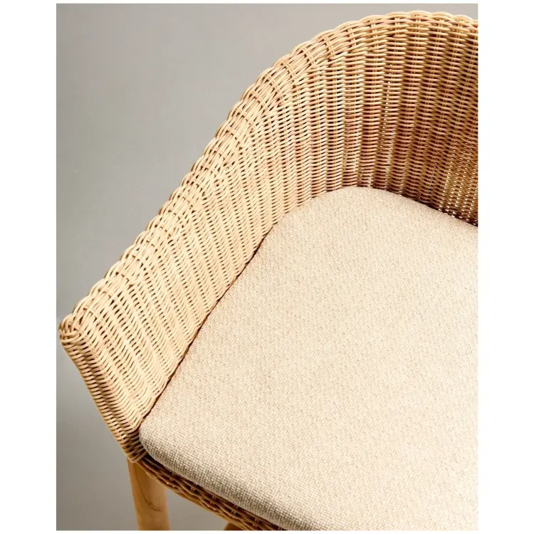 Полубарный стул Galea из тикового дерева и синтетического ротанга, 65 см